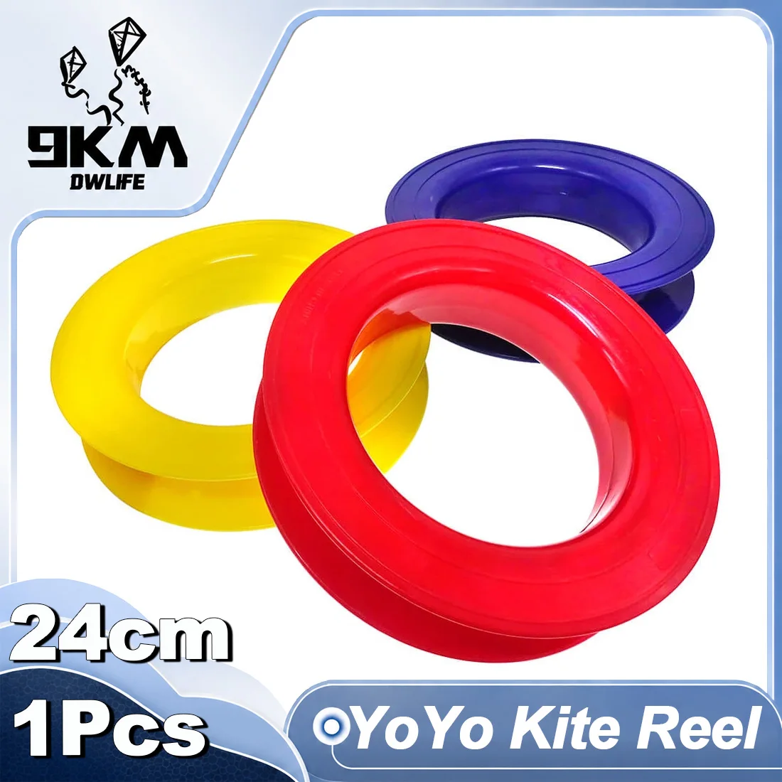 9KM DWLIFE 9.5in Kite Reel Winder ABS Plastic YoYo Spool with Dacron Line for Single Line Delta Inflatable Kites