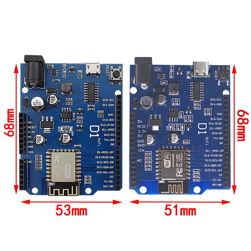 Placa de desarrollo WeMos D1 UNO R3 CH340 CH340G WiFi, placa de desarrollo basada en ESP8266, escudo PCB electrónico inteligente para Arduino, Compatible con IDE, ESP-12E