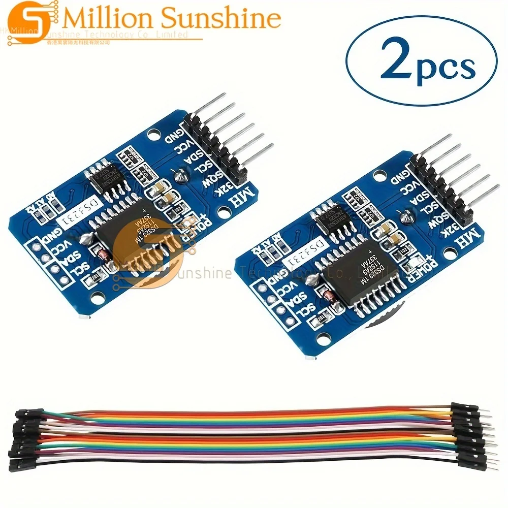 2pcs DS3231 AT24C32 IIC RTC Module Clock Timer Memory Module Beats Replace DS1307 I2C RTC Board +20 PCS Jumper Wire Cable