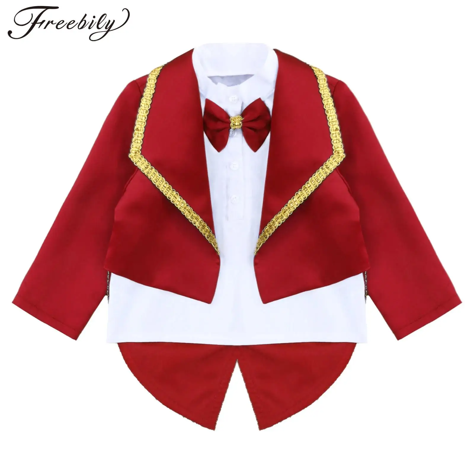 

Костюм для косплея принца-волшебника на Хэллоуин для маленьких мальчиков, галстук-бабочка с длинными рукавами, искусственный блейзер из двух предметов для джентльменов, свадебный смокинг для крещения