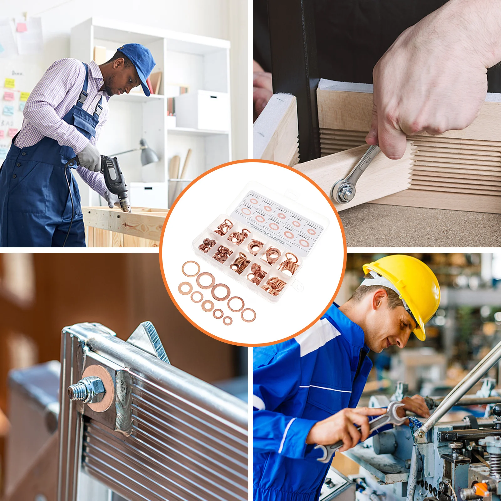 

200Pcs Flat Washer Kit Copper Sealing Gaskets Corrosion-Resistant Smooth Surface for Industrial Maintenance Copper Washer