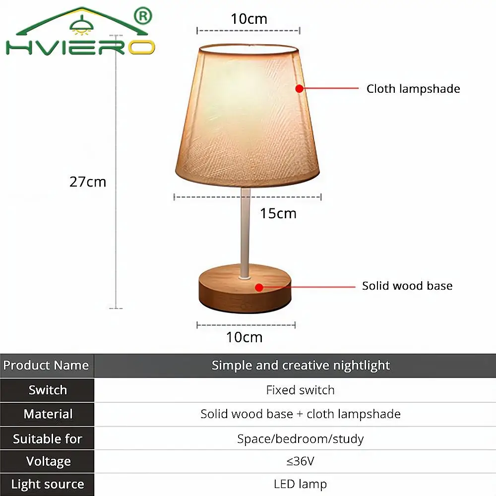Tkanina z litego drewna Nordic dekoracyjny stół lampka nocna do sypialni prosty kreatywny pilot mała lampka nocna energooszczędna dioda LED