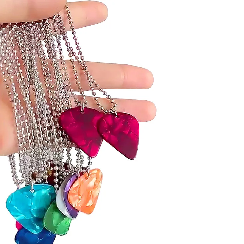 American TV Series Guitar Pick Clavicle Necklace Charms Red Heart Shape Pendant Sweater Chain Necklace