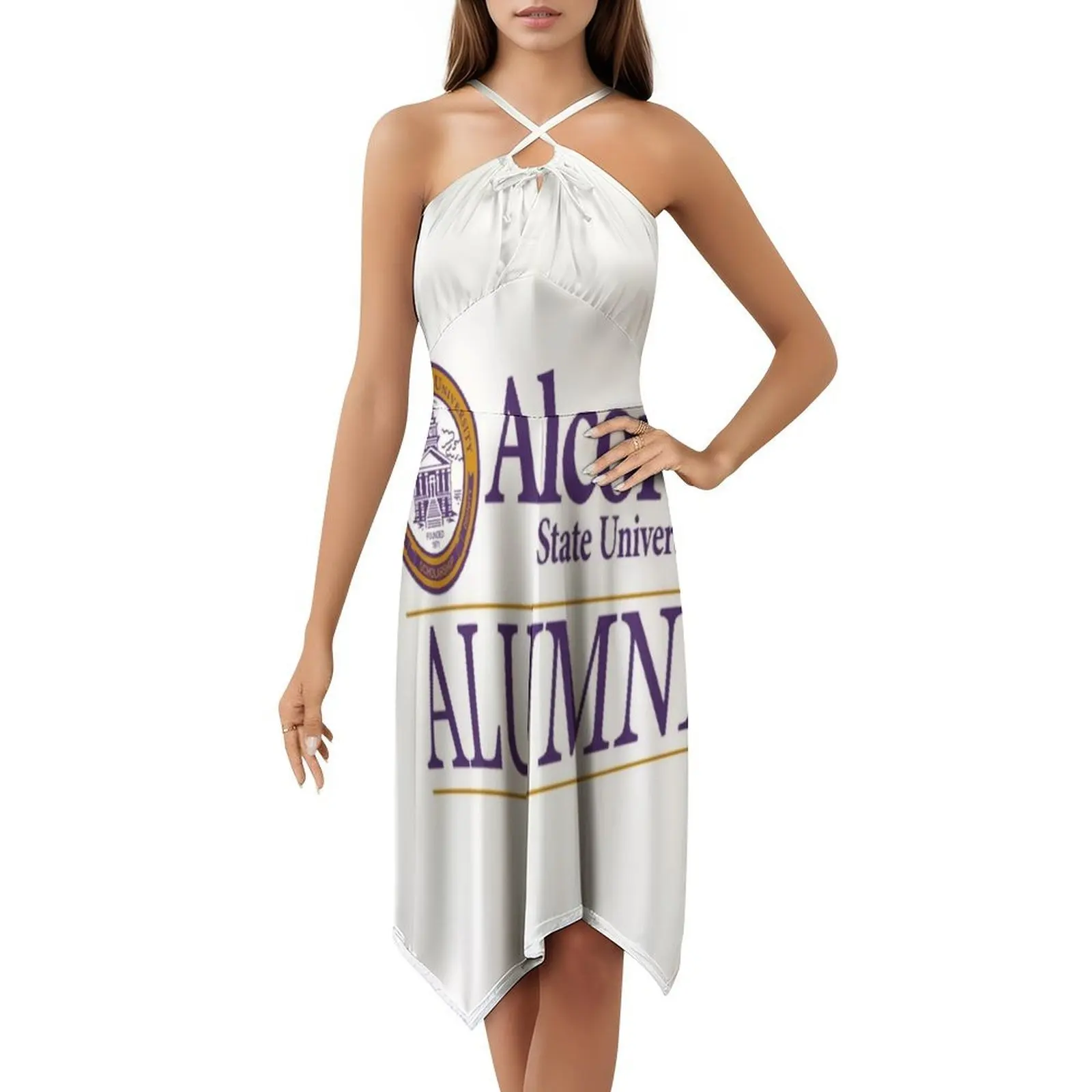 فستان بوهيمي بوهيمي بدون أكمام من Alcorn State متعدد المطبوعات لحفلات العطلات على الشاطئ فستان Alcorn State University Asu Alcorn ملابس نسائية