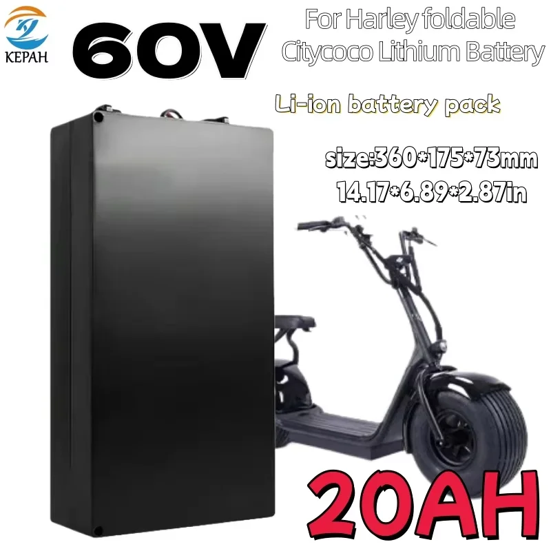 For Harley Electric Motorcycle Battery 60V 20Ah/30Ah/40Ah 18650 Lithium Batteries Waterproof Citycoco Foldable Scooter