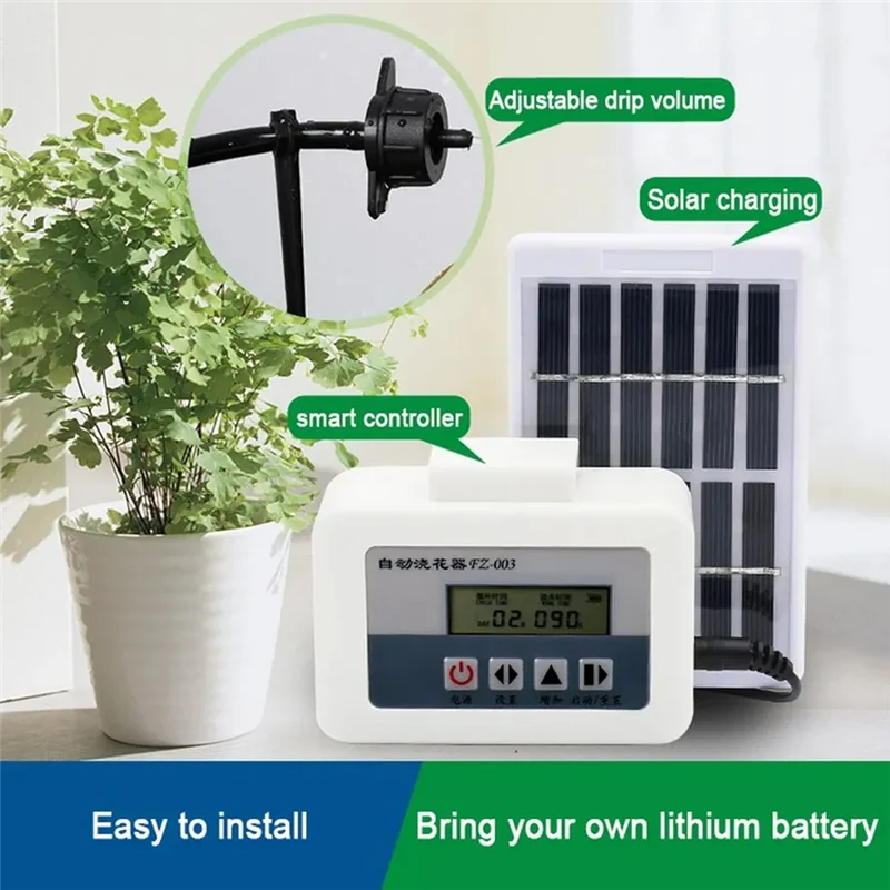 SEWS-Garden Smart Automatic Watering Device Solar Charging Potted Plant Drip Irrigation Pump System Timer