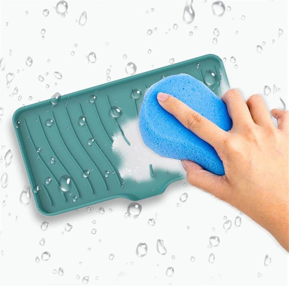 Silicone Draining Board Mat Dish Drying Mat Folding Draining Mat Large Drain Pad Eco-Friendly Drainer Mat With Drain Lip