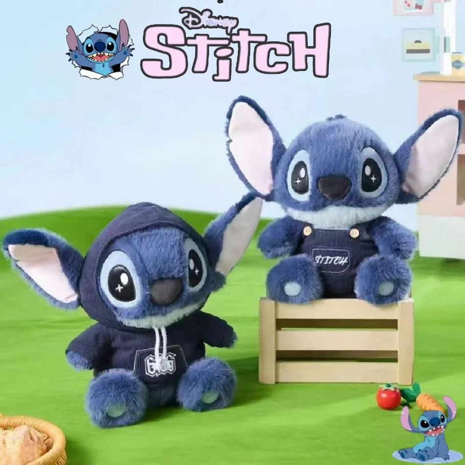 

New Disney Plush Doll No.12 Cute Anime Stuffed Sweatshirt Stitch Plush Toy Blue Hoodie Stitch Decoration Birthday Gift
