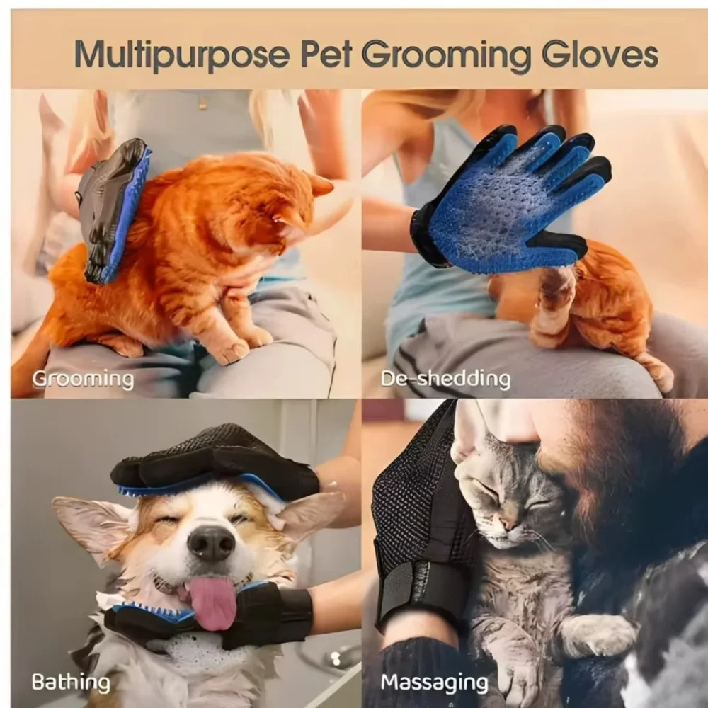 Pet Fur Grooming Gloves Universal Cat Dog Comb Bathing Brush For Cats Hair Removal Massage Soft Bristles Pet Cleaning Supplies - Image 2