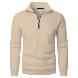 Spring Autumn Fashion High Neck Half Zipper Long Sleeve Contrast Color Sweatshirts Men's Clothing Casual All-match Korean Tops