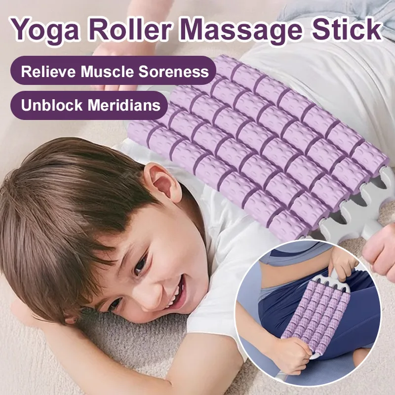 Sensory Training Massage Stick Muscle Relaxation Four Rows Bendable Roller Yoga Fitness Supplies