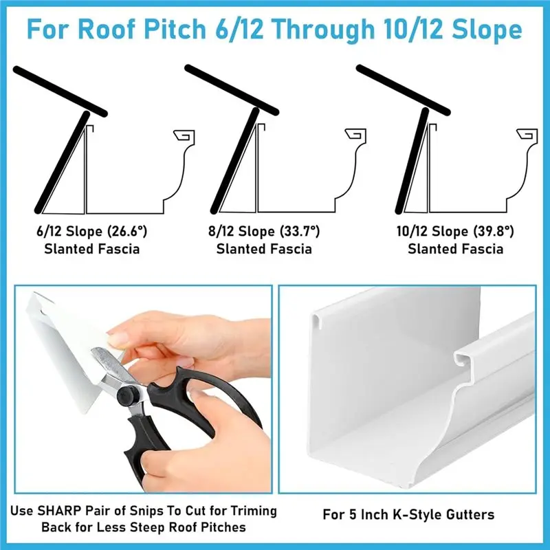 A67P-25 Pcs White Aluminum Gutter Wedges For 5-Inch K-Style Gutters, Levels Rain Gutters On Angled For Roof Pitch
