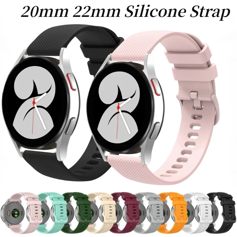 20mm 22mm Silicone Strap for Samsung Galaxy Watch 3 4 5 6 Huawei Watch 4 3 GT 2/3 Pro Sport Wristband for Amazfit GTR/GTS Correa