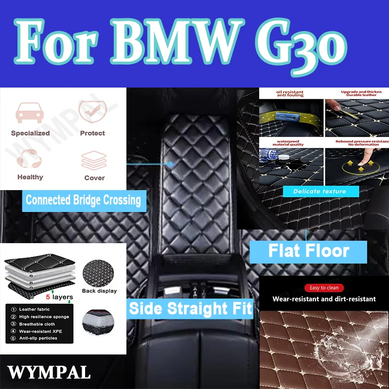 

Luxury Car Floor Mats for BMW G30 5 Series 2017-2022 Eco-friendly Leather Car Accessories Interior Details Custom Coverage Pads