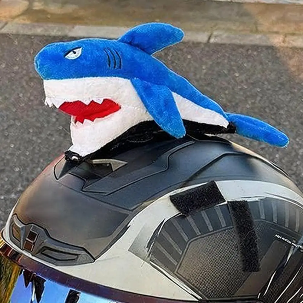 Motorcycle Helmet Shark Decoration Plush Shark Helmet Accessories Personalized Helmet Style Rider Personality Display Accessory
