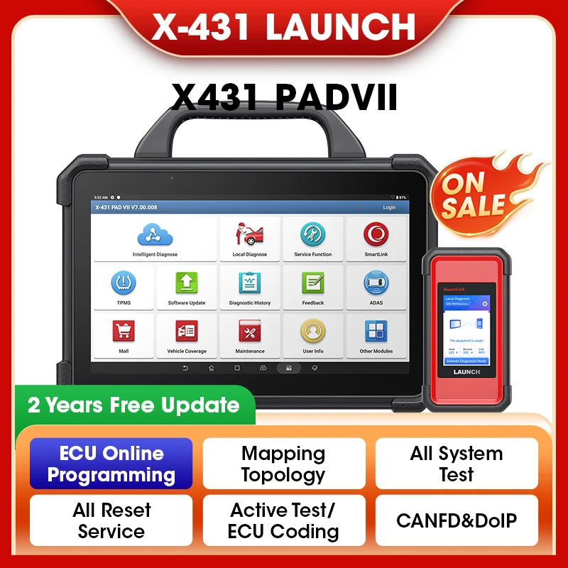 LAUNCH X-431 PAD7 PADVII Car Diagnostic Tools J2534 Smartlink Automotive Scanner Auto Online Programming OBD 2 Years Free Update