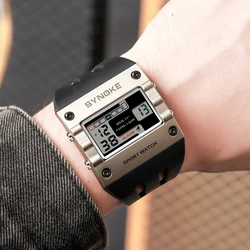SYNOKE Digitale Sportuhr für Herren, große Zahlen, großes Ziffernanzeige, große Ziffern, leicht ablesbar, wasserdicht, laufende Militäruhr