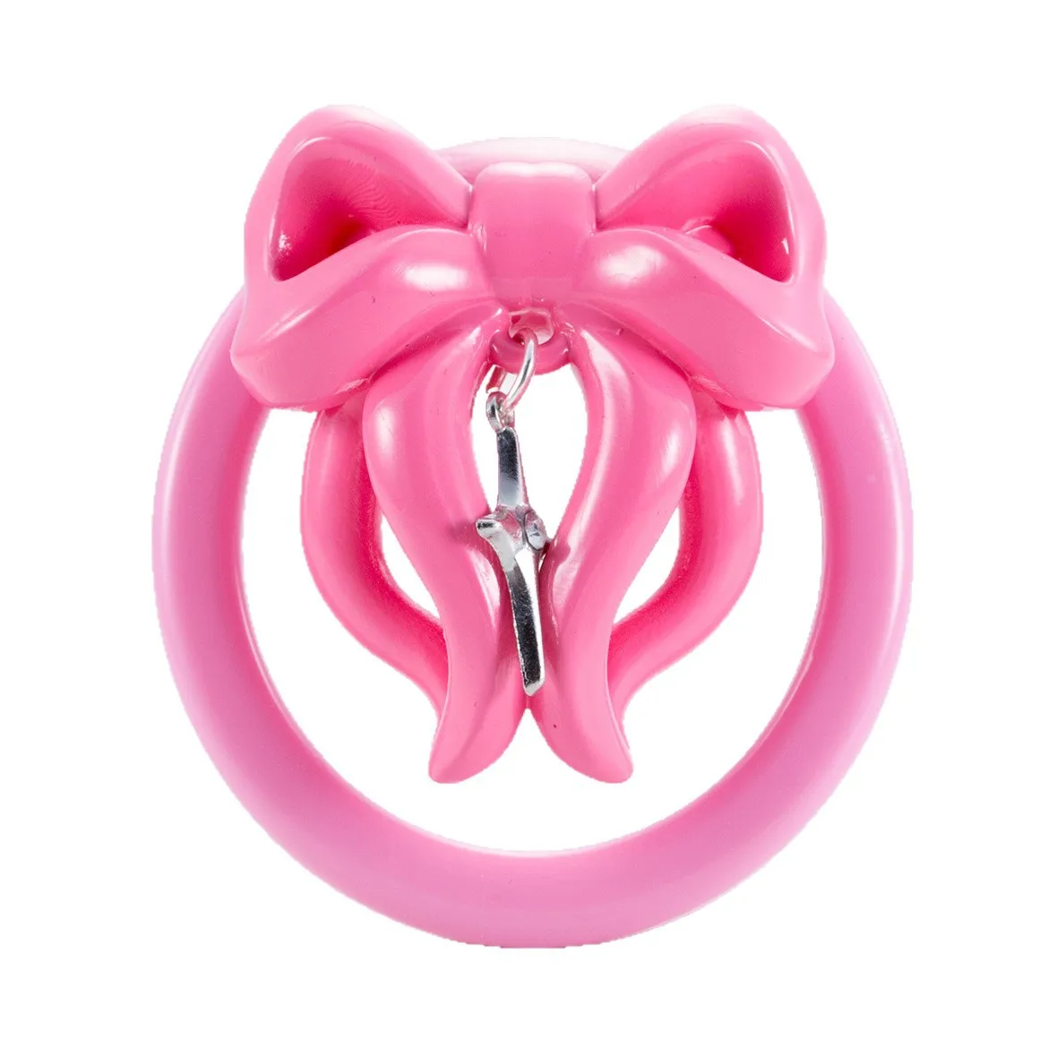 Pink with Gems Bow Chastity Cage Kit for Adult Men with 4 Size Rings Adjustable Belt Secure Lock Discreet Intimate Accessory 18+