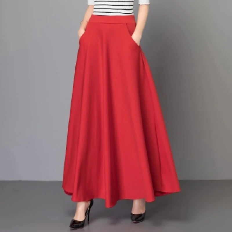 

Ladies Skirt Evening Autumn Flared Fashion Party Summer High Waist Casual Pleated Maxi Swing Plus Size A-Line Loose