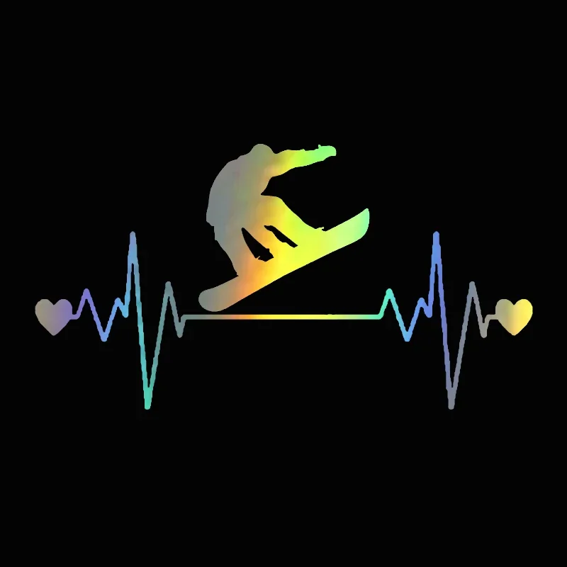 Car Stickers 16.1CM*9CM Fashion Snowboard Heartbeat Lifeline Decal Stickers Fashionable Car Styling Funny Motorcycle Sticker