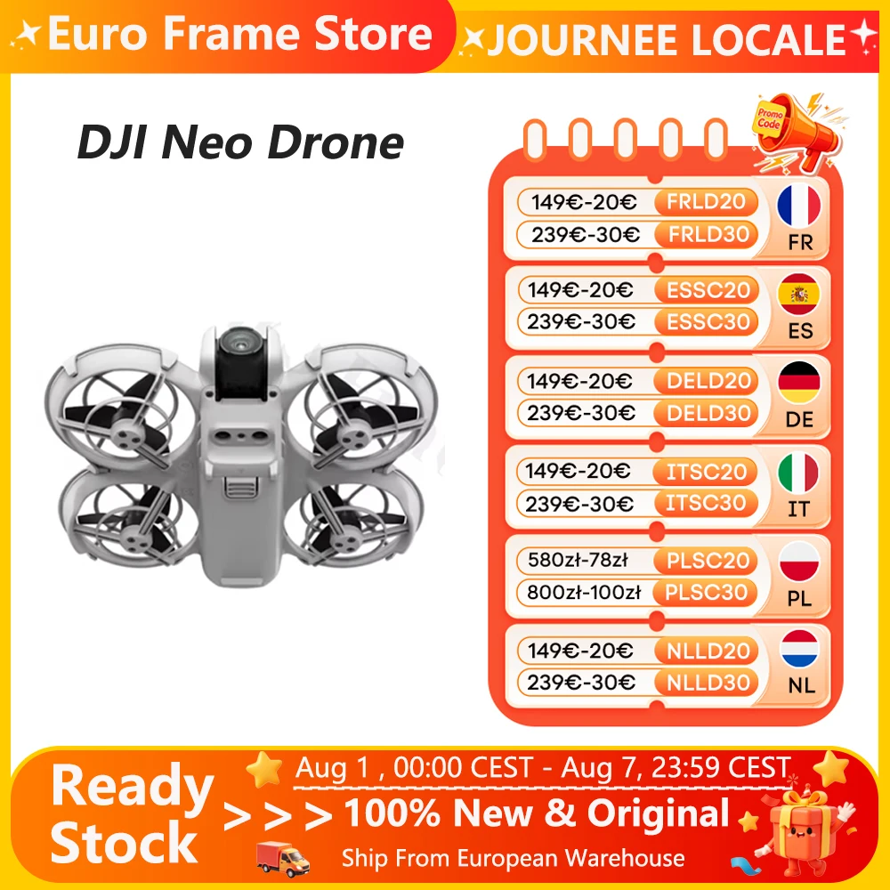 DJI Neo (ohne Fernsteuerung) Kameradrohne 135 g Leicht & Tragbar 4K Ultra-stabilisiertes Video Vollständig abgedeckte Propellerschutzvorrichtungen Neu Original