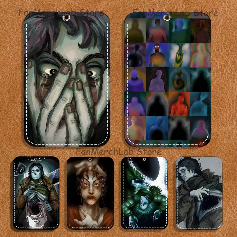 

No Im Not a H-Human-S Pattern 1Pc PU Leather Card Holder Keychain Key Ring Door Lock Access Tags ID Card Case Keychain Card