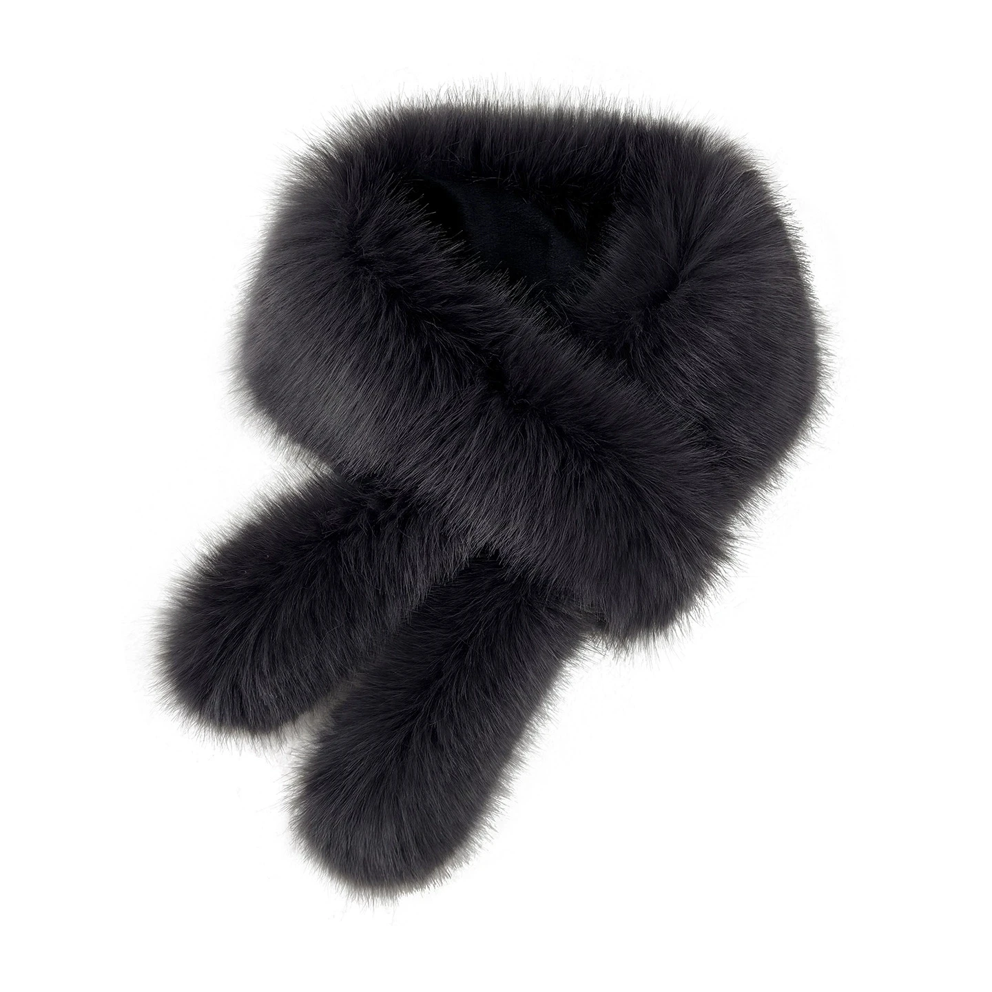 فرو الثعلب الصناعي سميك ودافئ من القطيفة بياقة شتوية وشاح شتوي بلون سادة