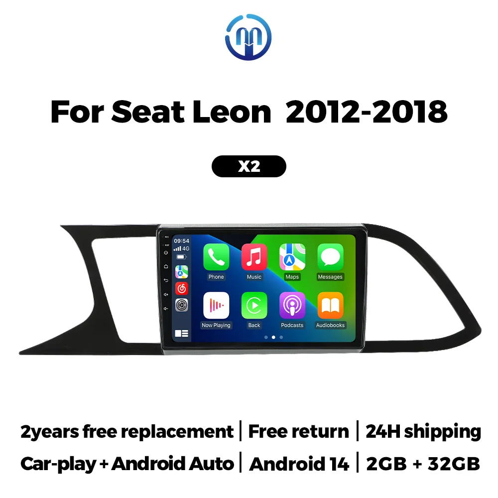 

Автомагнитола Android 14 2G+32G с беспроводным CarPlay для Seat Leon MK3 5F 2012-2018, навигация GPS, мультимедиа, видеоплеер