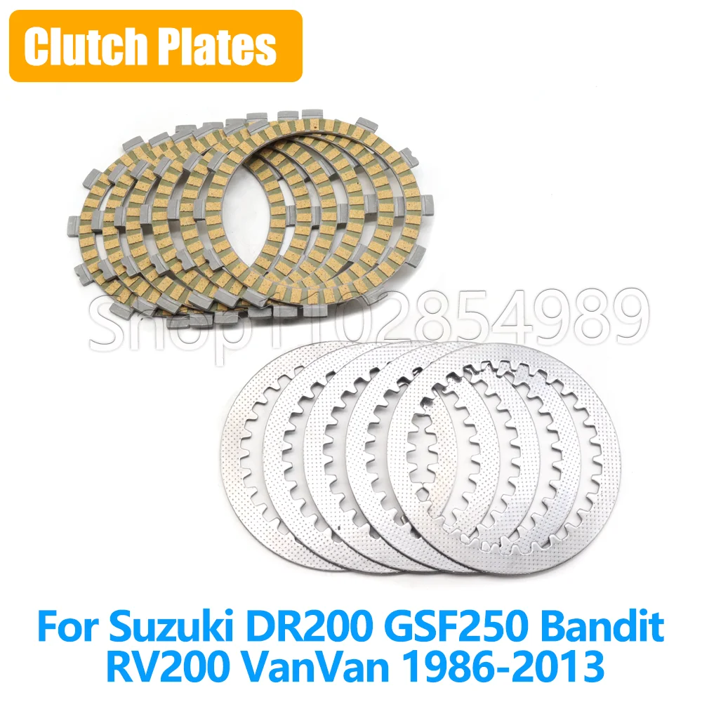 For Suzuki DR200 DR 200 GSF250 Bandit RV200 VanVan 1986-2013 Motorcycle Clutch Plates Friction Disc Steel Plate Kit