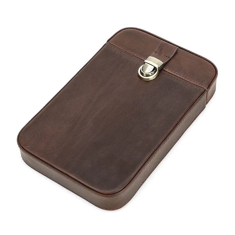 Scatola portapenne retrò in pelle pieno fiore fatta a mano con serratura rimovibile a 6 slot, adatta per ufficio di viaggio 20,6X13X3Cm 242g