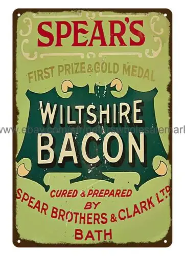 SPEAR'S WILTSHIRE BACON metal tin sign bar club outdoor indoor wall  signs