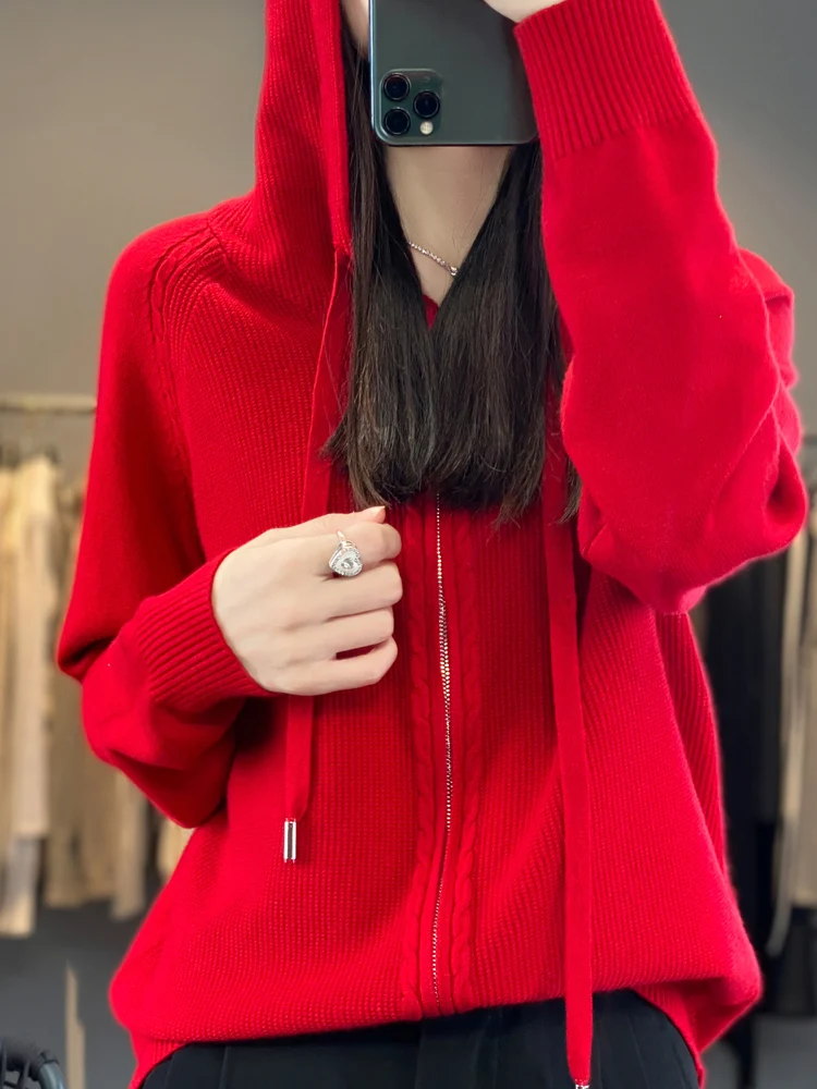 Felpe con cappuccio e felpe con zip per donna Maglioni a maniche lunghe in lana merino Abbigliamento da donna Maglioni lavorati a maglia Nuovi arrivi Capispalla