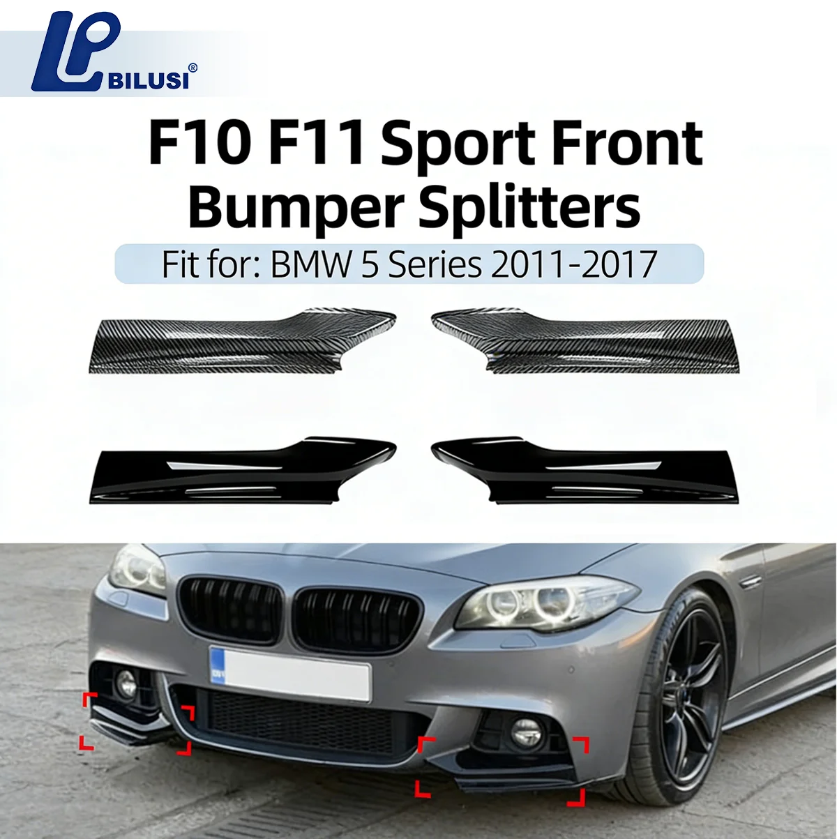 

Bilusi 1pair Front Body Kits Bumper Lip Splitter Spoiler For BMW F10 F11 M Sport 5 Series 520i 530i 11-17