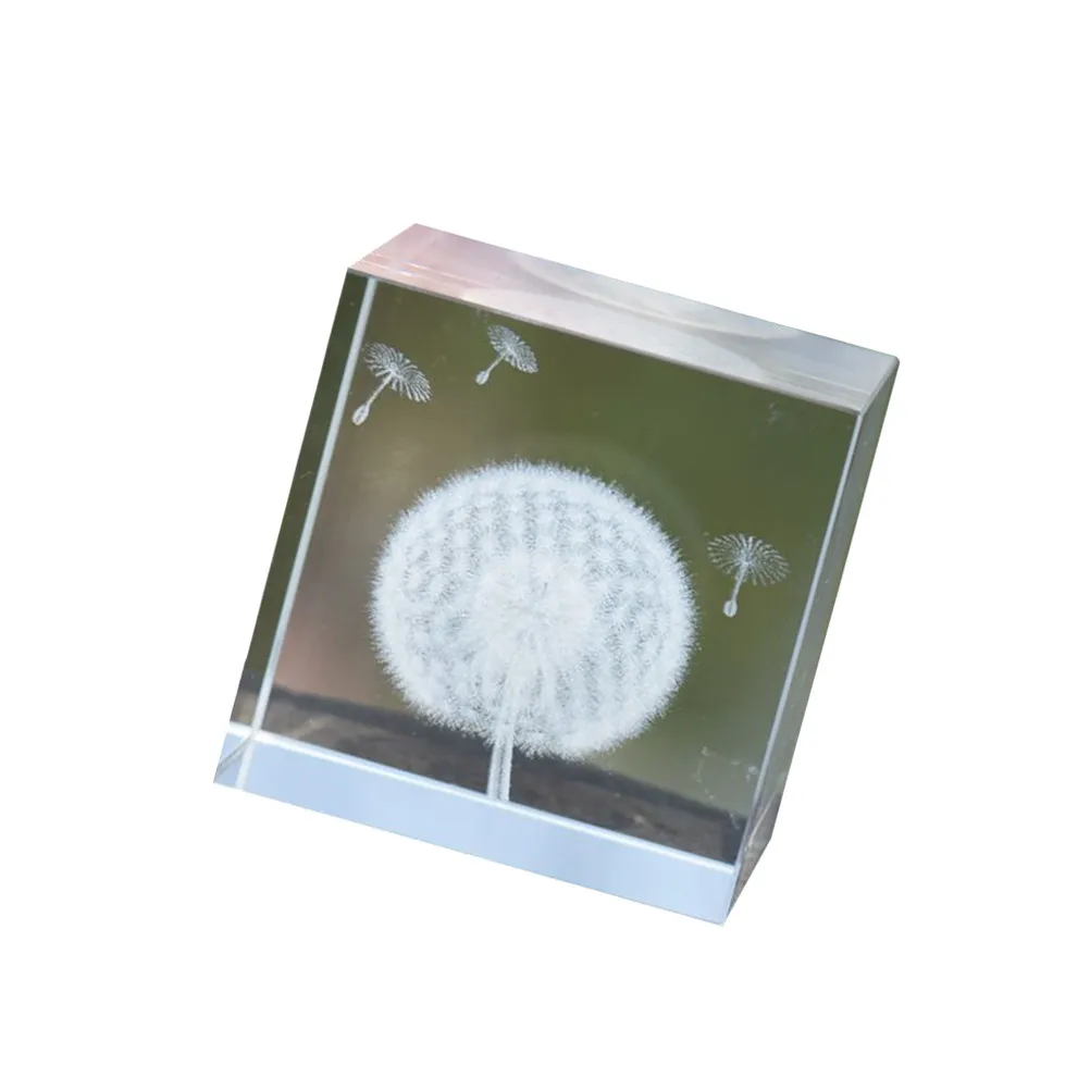 Dandelion Crystal Cube Ornament – Premium White Crystal Decor for Bedroom, Office, Living Room