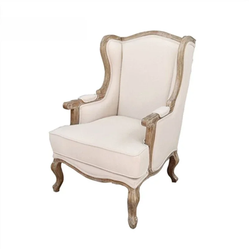 Modern simple oak solid wood single tiger chair, small apartment combination fabric down sofa