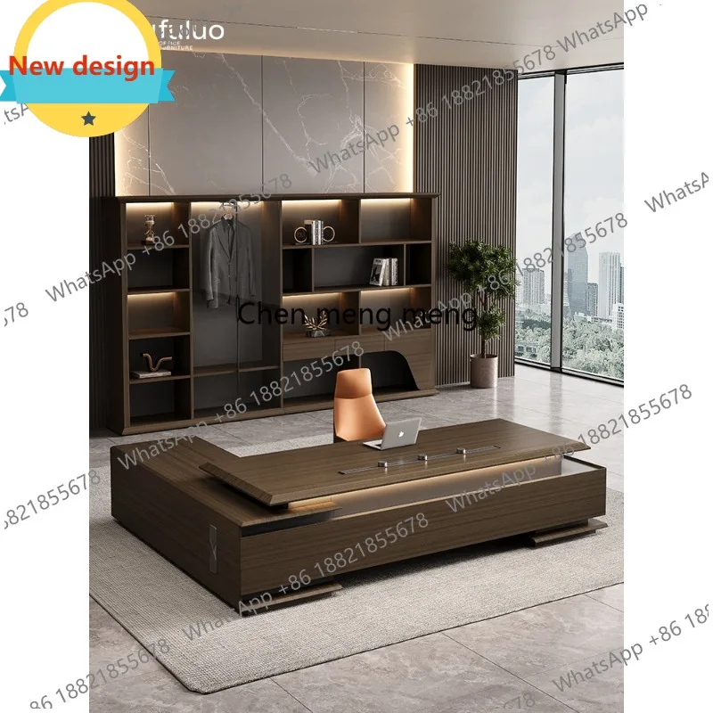 

D80 Boss Office Desk and Chair Combination Modern Light Luxury Chairperson's Office President's Desk Big Class Leader