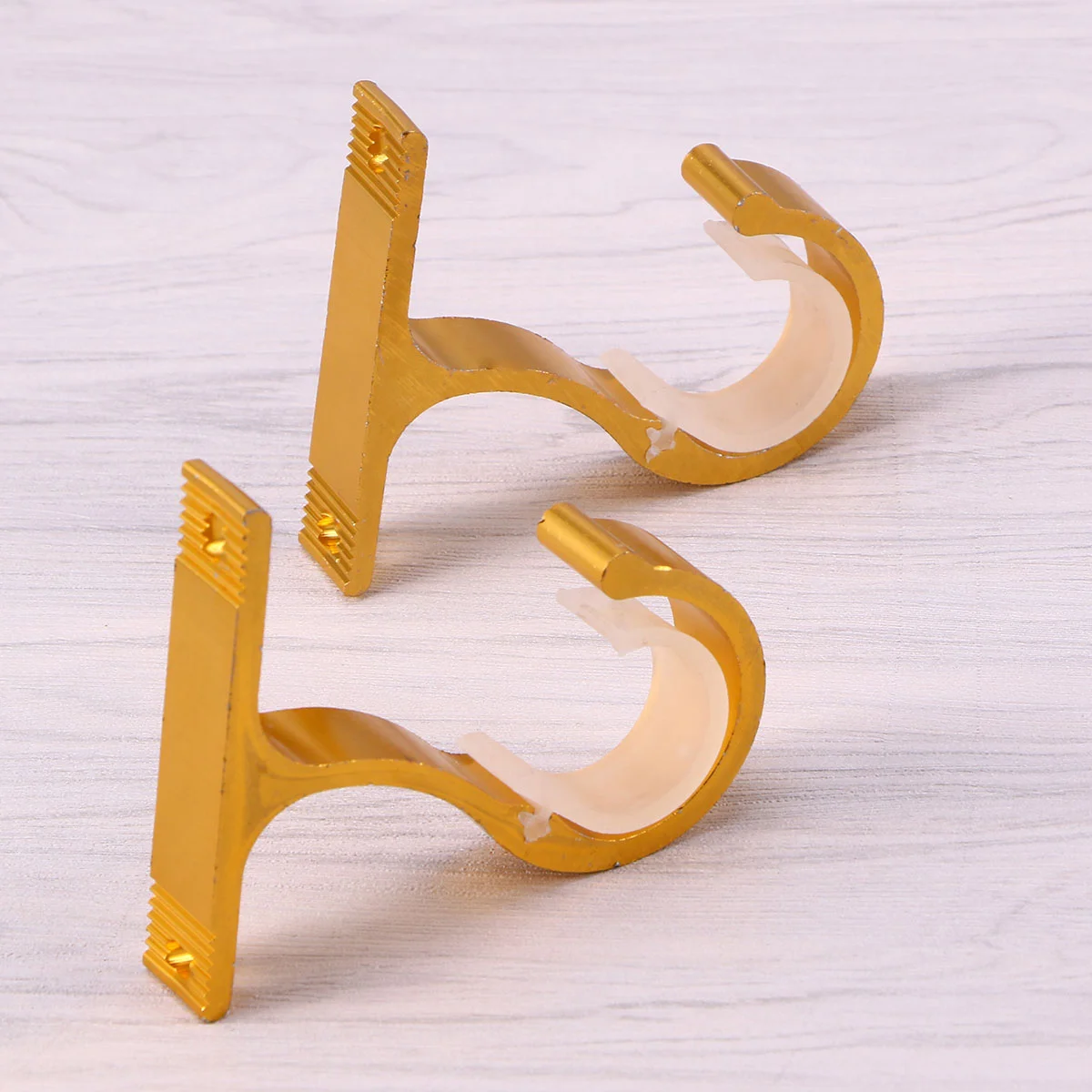 2 PCS Clothes Hanging Rack Curtain Rod Bracket Double Aluminum Alloy Extender Golden