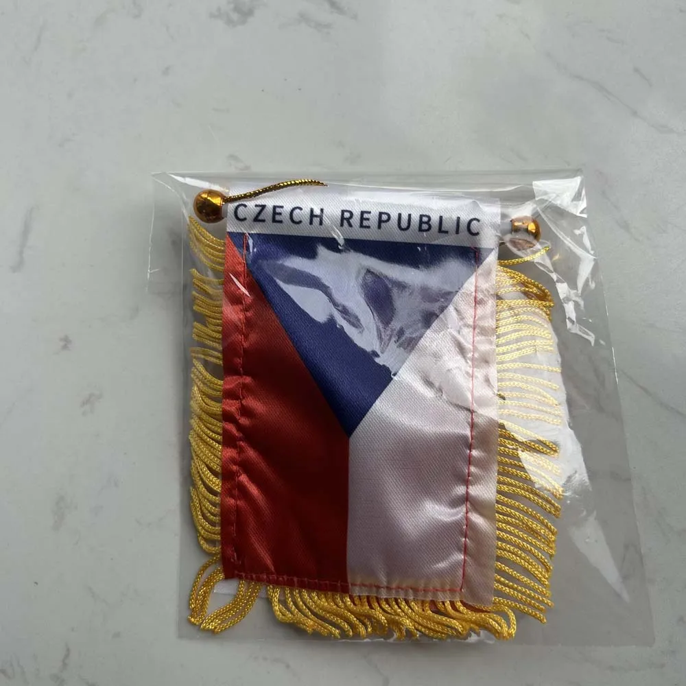 (SKY FLAG)  Czech Car Window Flag 8*12cm Polyester Double Side Printed Czech RepublicHanging Pennant Flags Czech Mini Flag