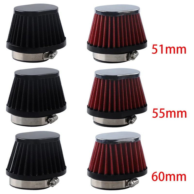 Universal Car Motorcycle 51 55 60MM Mushroom Head Air Filter Intake Cold Air Cleaner Red Blue Black High Flow Modified Engine