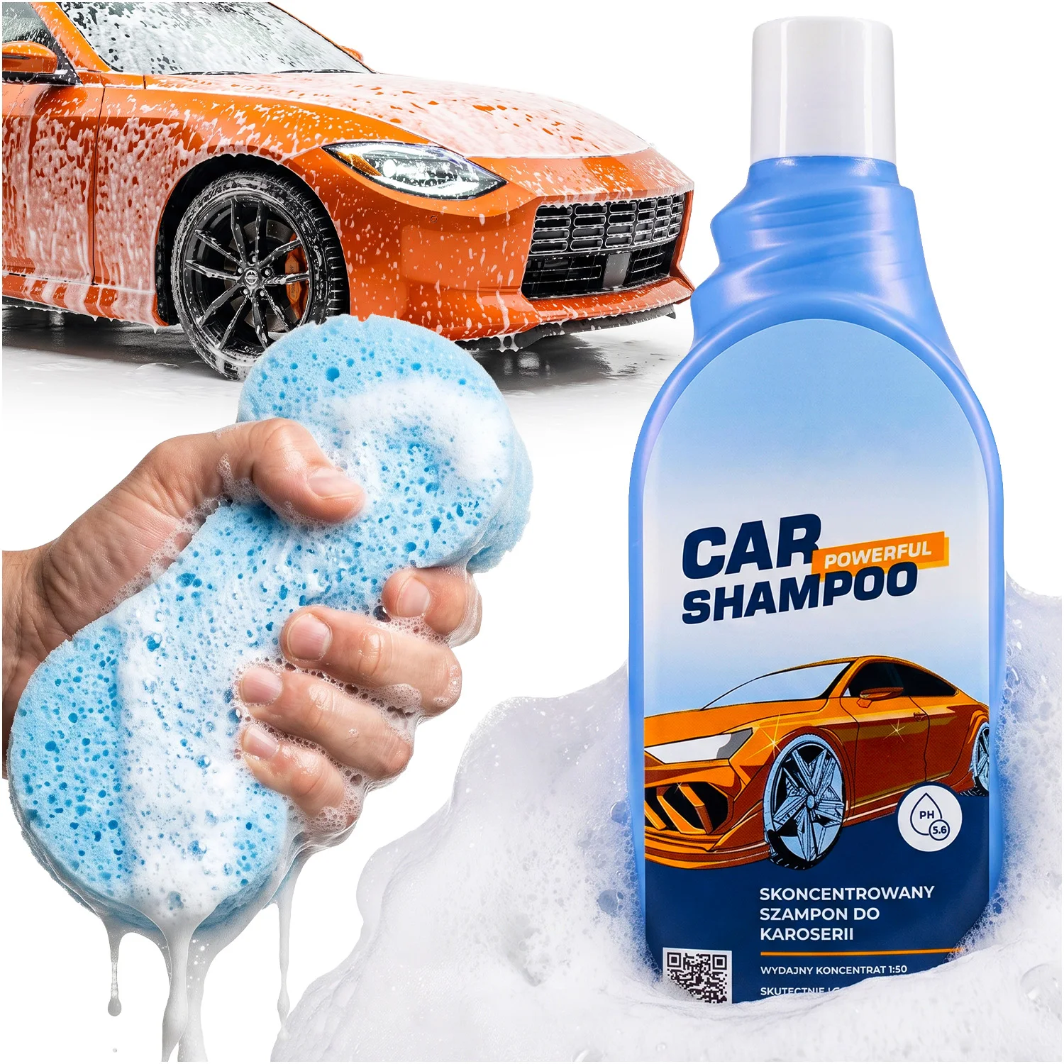 Shampoo Concentrato per Auto con Schiuma Attiva per il Lavaggio 550 ml