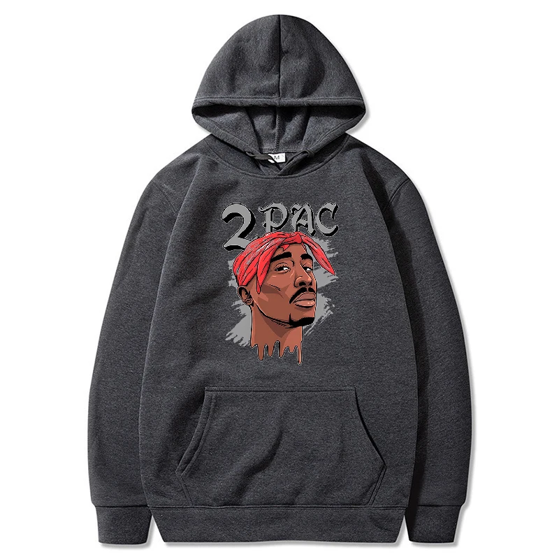 Tupac 2PAC Letter Printed Hoodies Men Fashion Long Sleeve Sweatshirts Women Casual Harajuku Streetwear Hooded Pullover Sudaderas