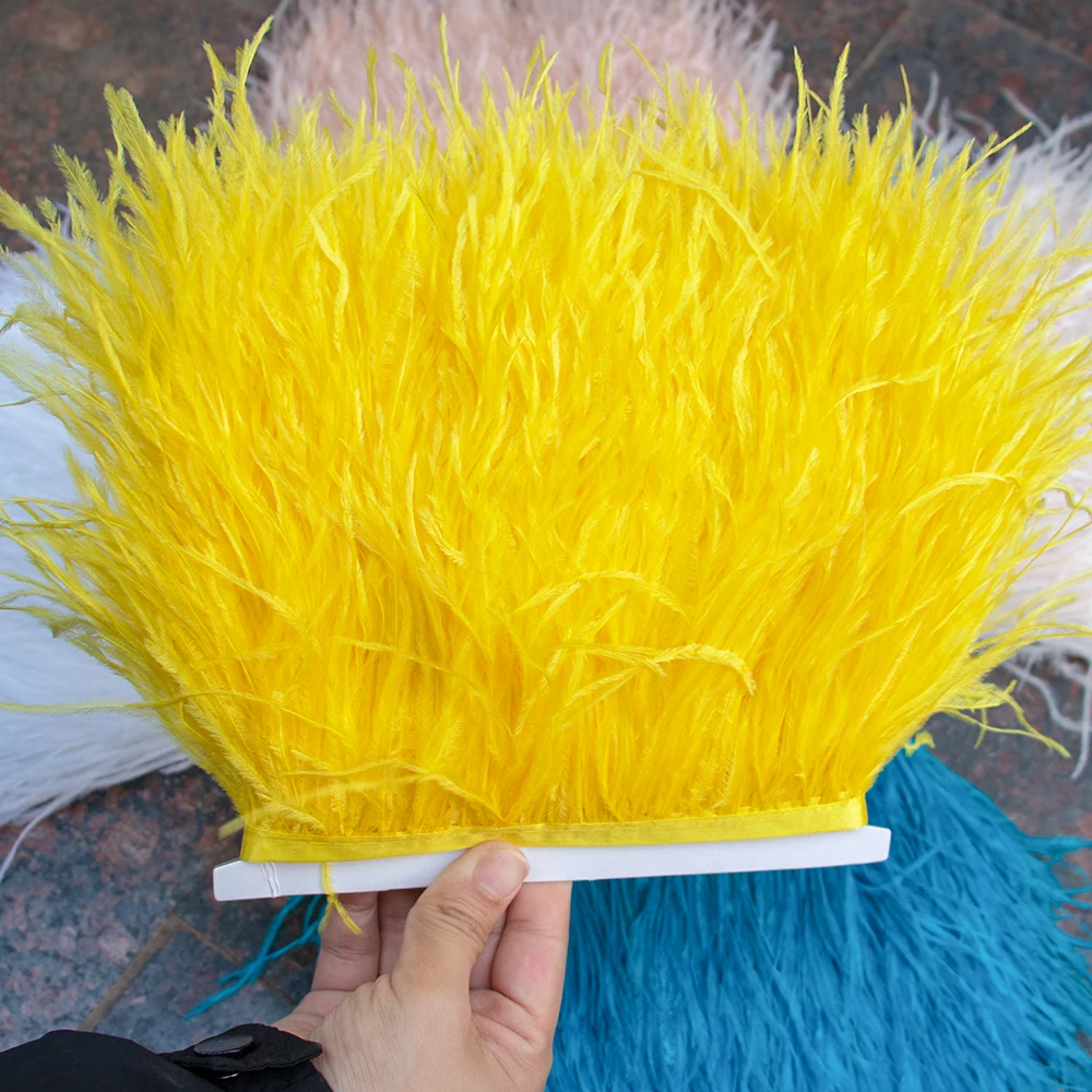 Fringe Ribbon Sewing - Bulu Burung Unta 10-15cm dihiasi pada