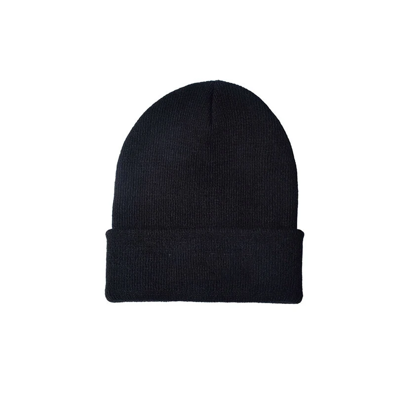 Solid Black Beanie Customizable Warm Comfortable Soft Stretchy Knit Cap for Fall Winter Personalization dropshipping‌ Wholesale