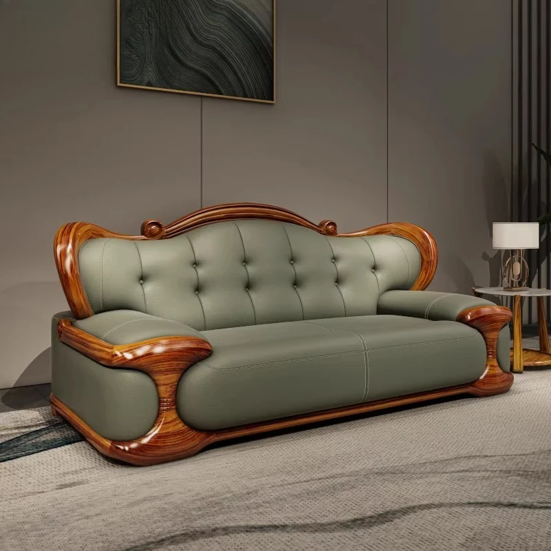 

Ebony First Layer Cowhide European-style Sofa High-end Villa Large Flat Luxury Furniture For Living Room Sectional Sofa 1+2+3+4