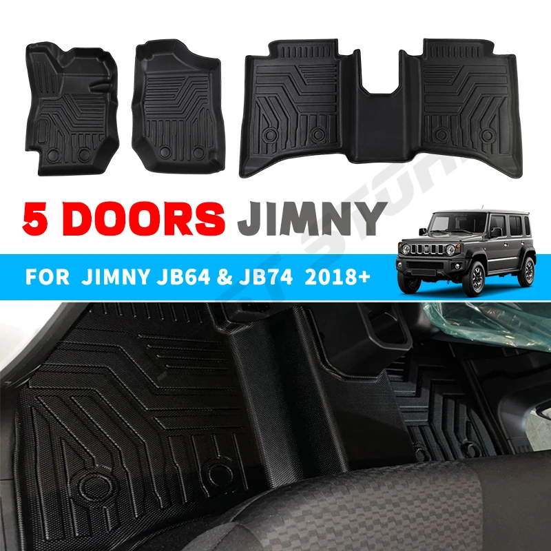 

For Suzuki Jimny 5 Door Car Floor Mats Carpet 3pcs/set TPE LHD RHD Automatic Manual Transmission 2023 2024 JB64 JB74 Accessories