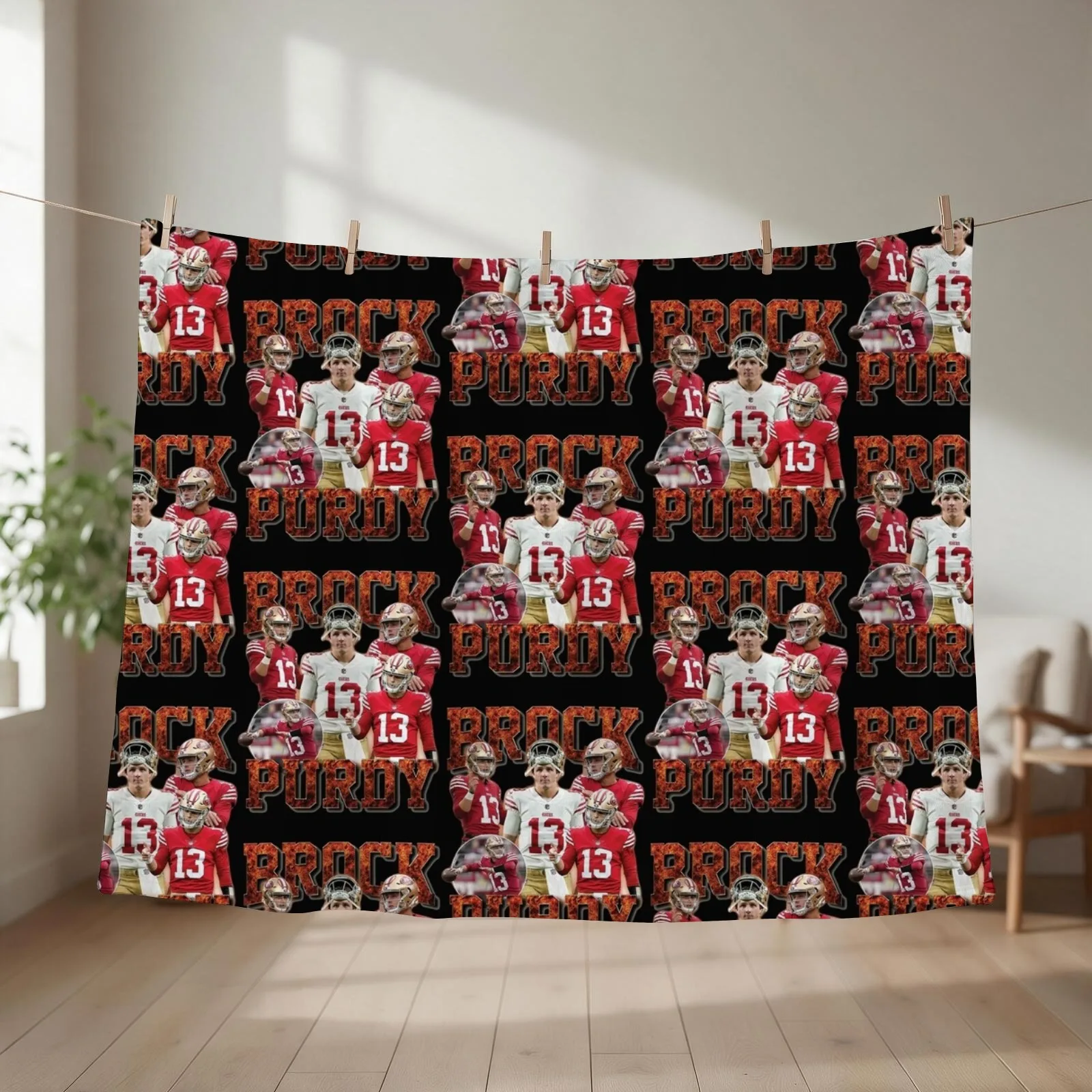 Brock Purdy 13 Throw Blanket couch cozy soft plush fuzzy picnic outdoor blanket