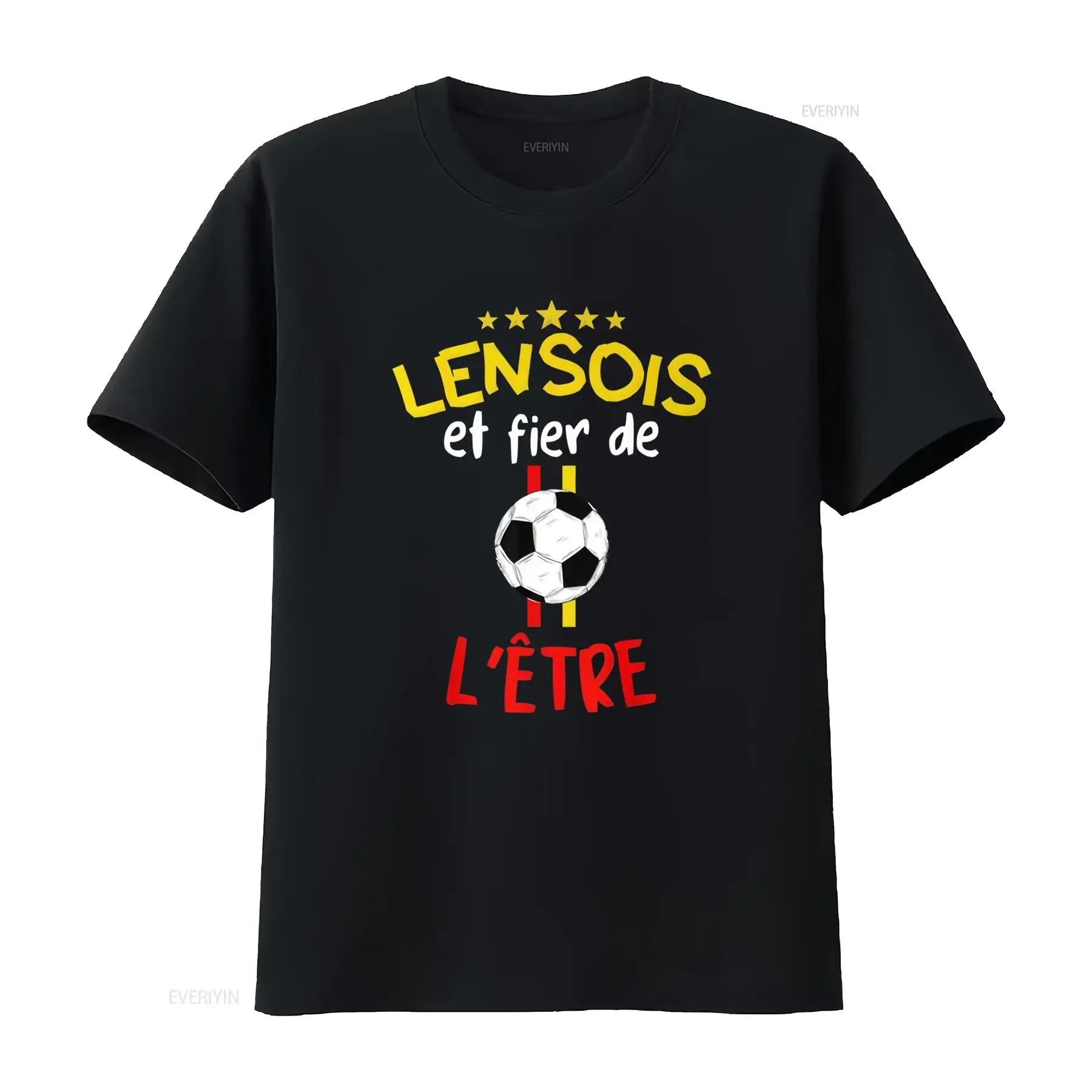 T shirt de supporter du Lens Lensois Col rond décontracté Coupe régulière Tissu légèrement extensible Toutes saisons Motif