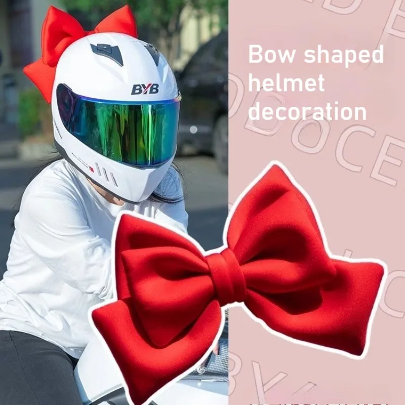 

Cute Bowknot Electric Vehicle Decoration Helmet Cloth Satin Ribbon Bow Helmet Decoration Motorcycle Helmet Accessories