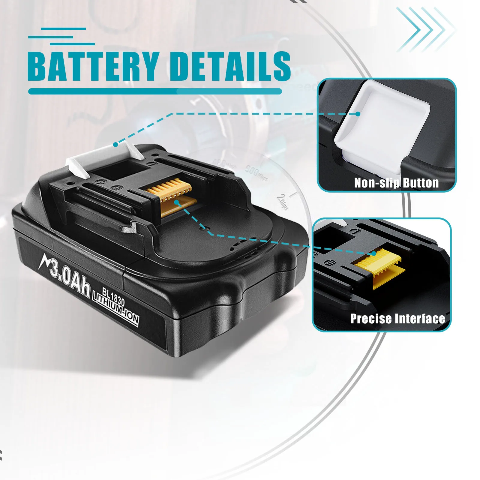 18V 3.0Ah Li-Ion Battery for Makita BL1815 battery BL1830  BL1850 BL1860 LXT400 194205-3 Cordless Power Tools Battery