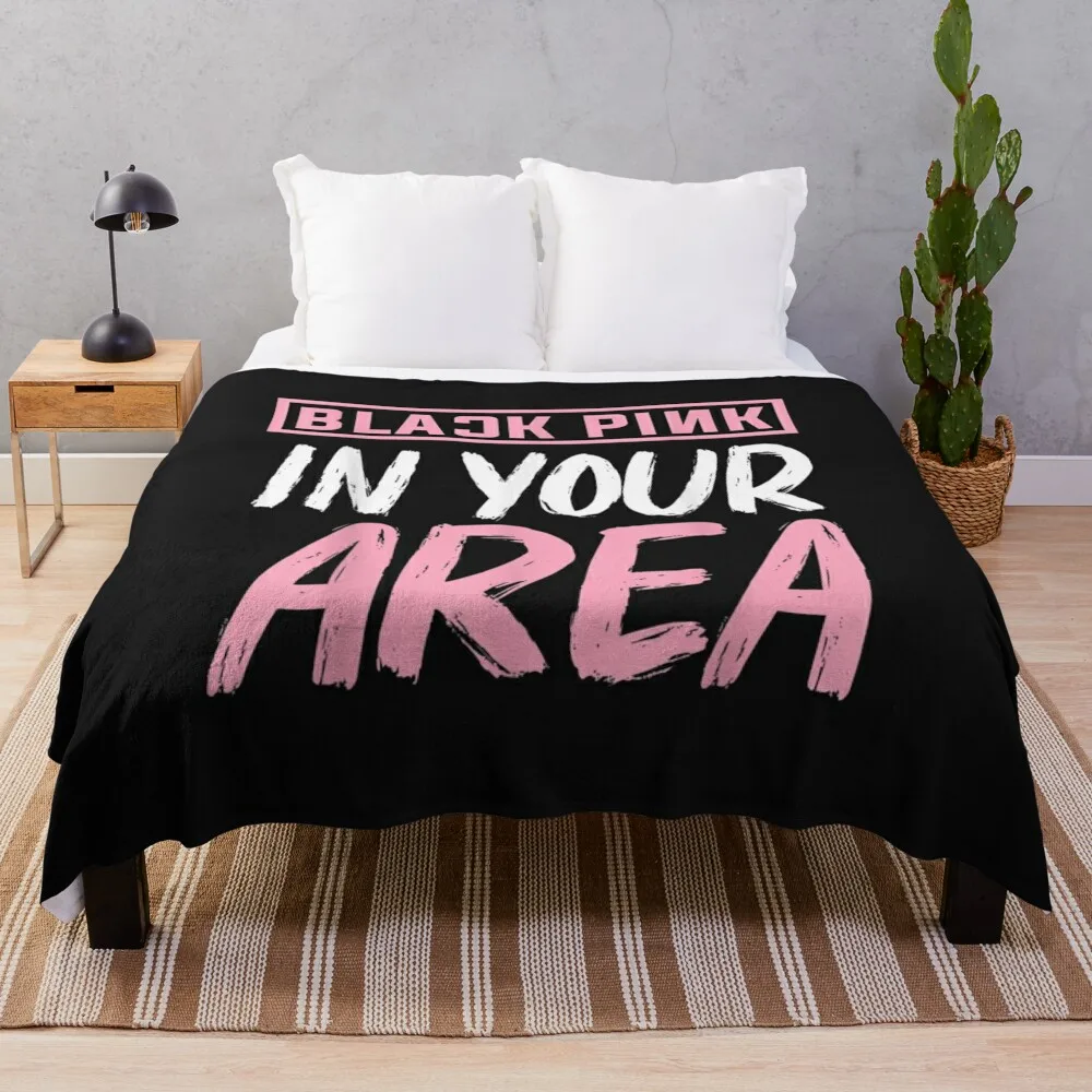 Black Pink in your Area K-pop Kpop Korea Pop Throw Blanket Bed Shaggy Blankets